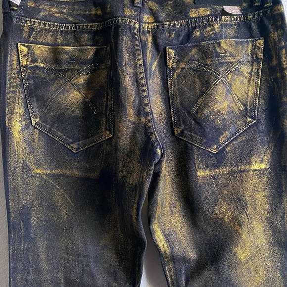 New Rare Rapper TI Akoo Y2K Gold Metallic and Black HipHop Streetwear Jeans 38 - Picture 15 of 15